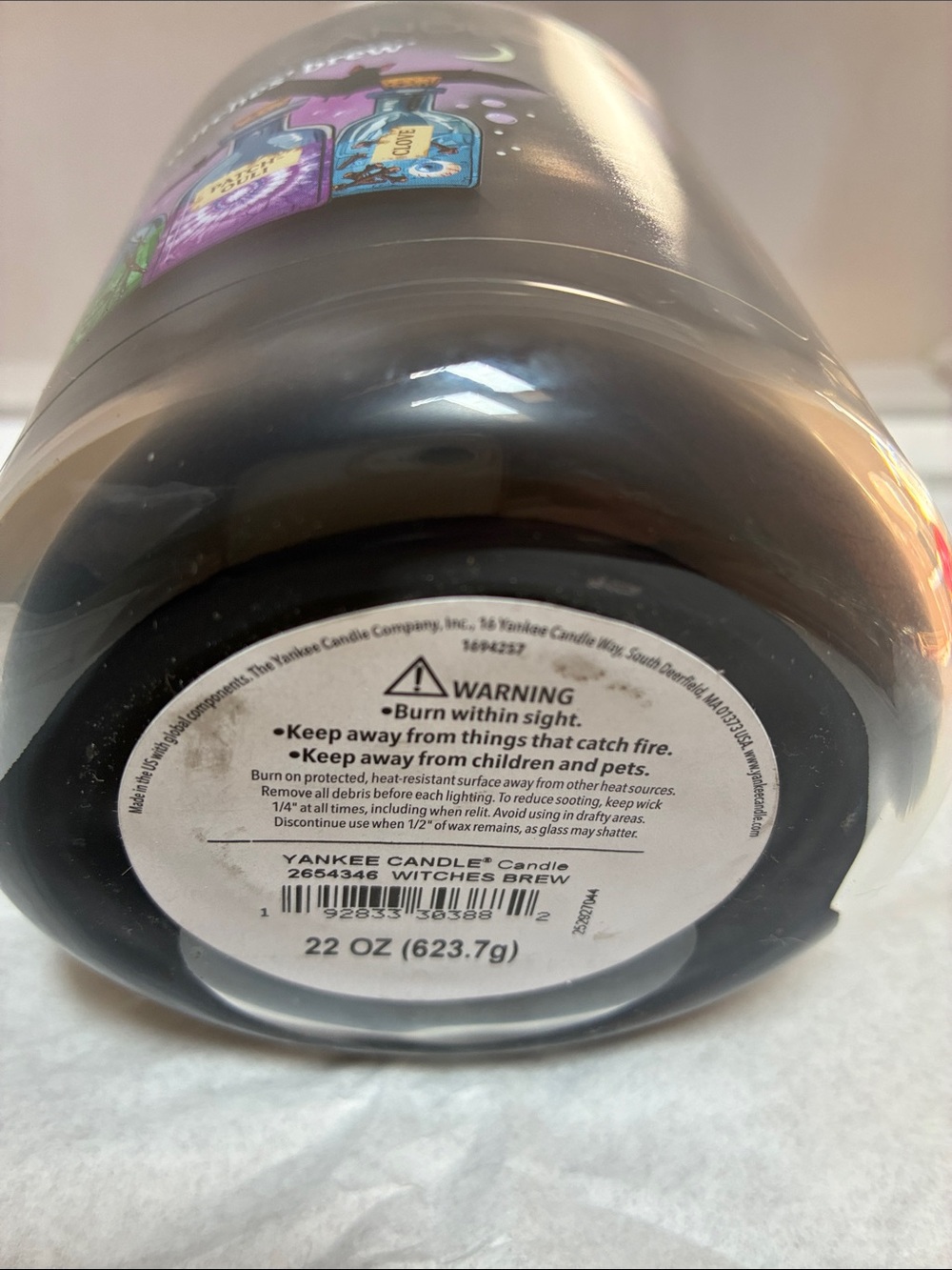 Yankee Candle Witches' Brew Jar — Black with Purple & Green Label - Picture 4 of 4